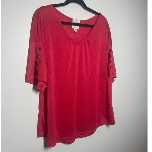 New York Laundry Top Women 3XL Plus Size Pink Modal Blend Gold Button Casual - Picture 3 of 5